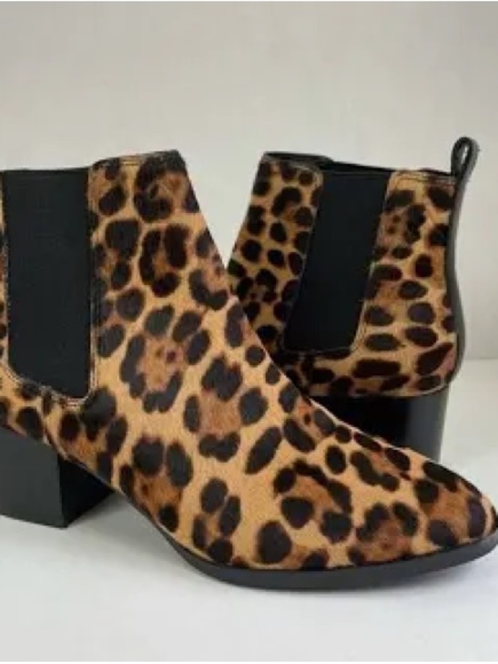 Nine West Leopard Print Chelsea Ankle Boots in Tan/Black - Women's 8.5